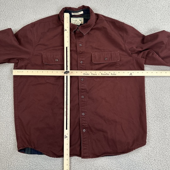 LL Bean Hurricane Shirt Men XL Burgundy Flannel Lined Shacket Outdoor 298205 - Picture 5 of 16
